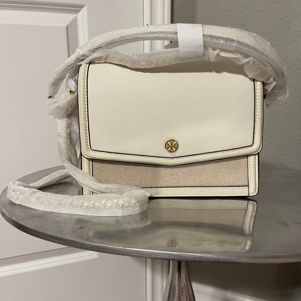 Tory Burch Cream and Tan Shoulder Bag
